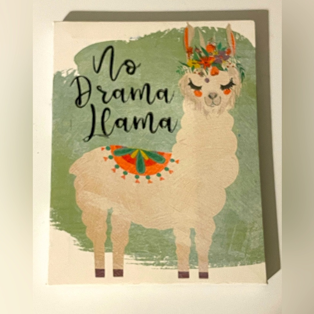 Faux “oil painting” “No Drama Llama” print